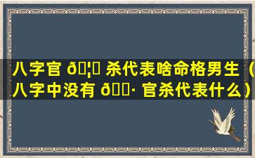 八字官 🦅 杀代表啥命格男生（八字中没有 🌷 官杀代表什么）